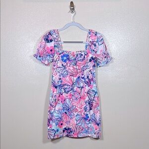 Lilly Pulitzer Prosecco Pink Keisha Stretch Colorful Floral Dress 00